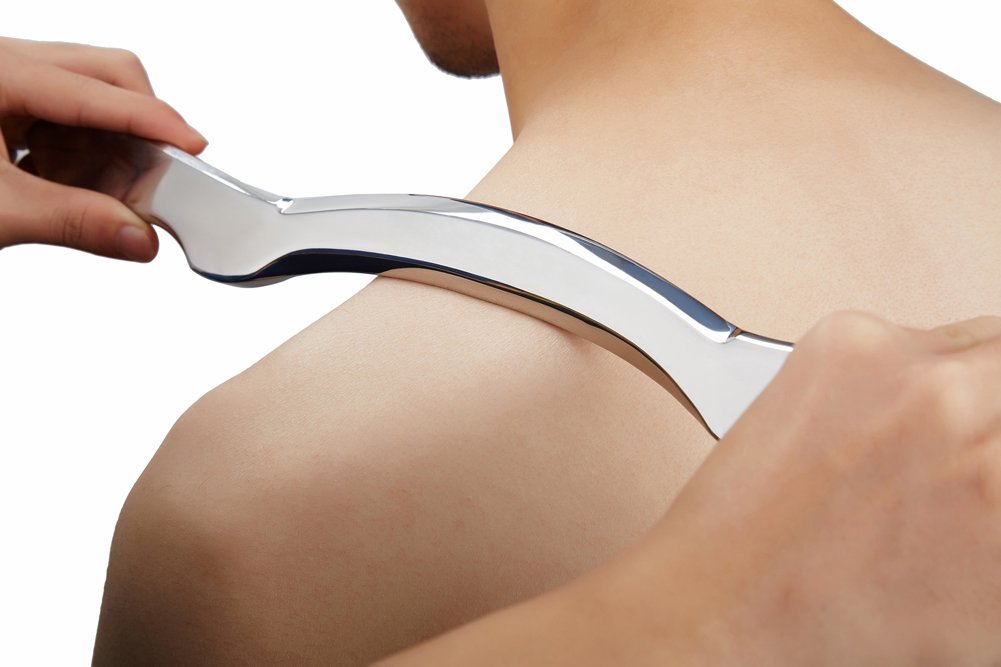 Stainless steel gua sha tool shoulder
